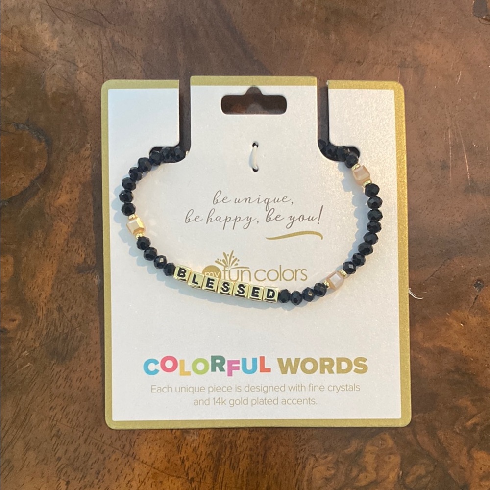 “BLESSED” friendship Bracelet 14K Gold Plated Accents. NWT